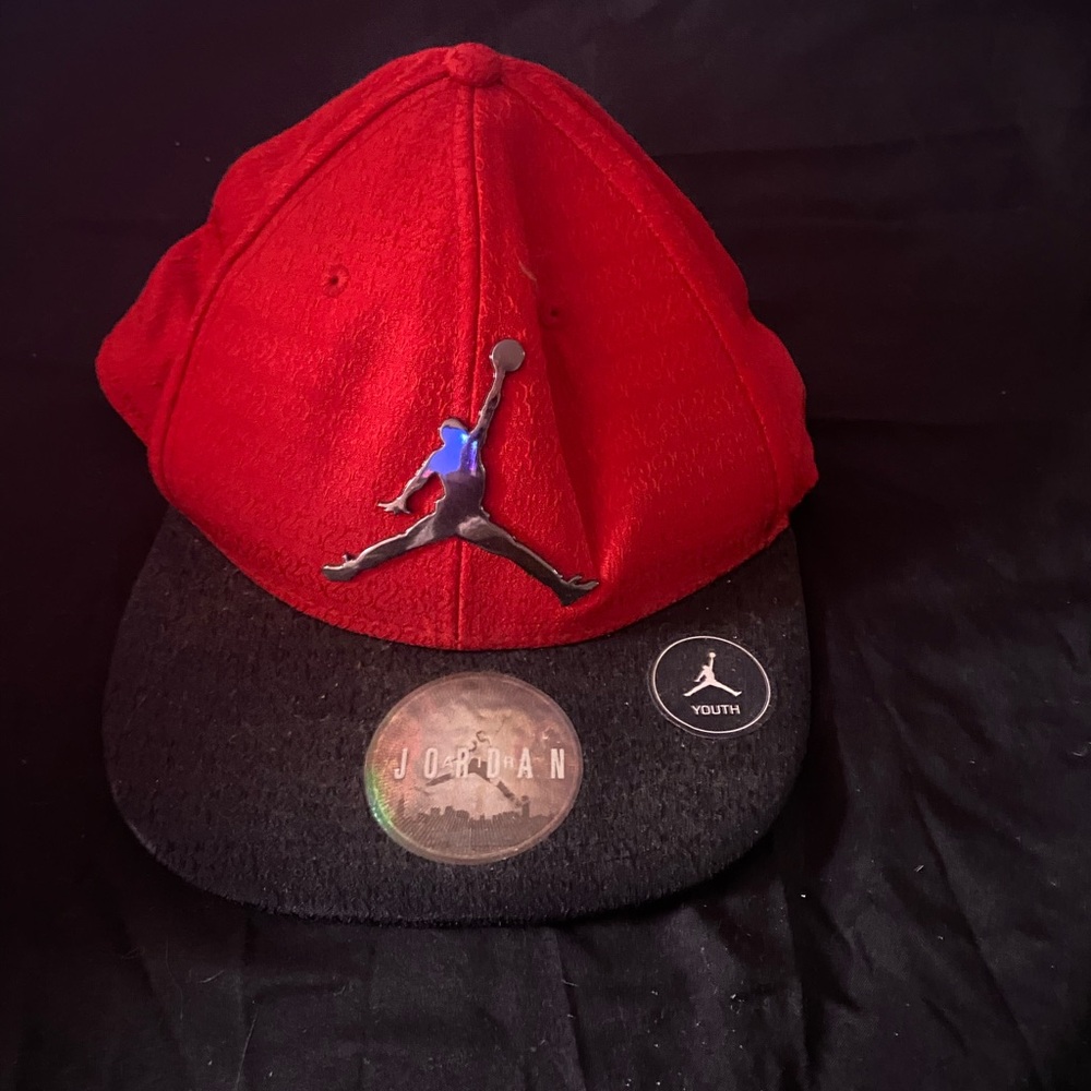 Jordan Red and Black Youth Cap with Iconic Logo